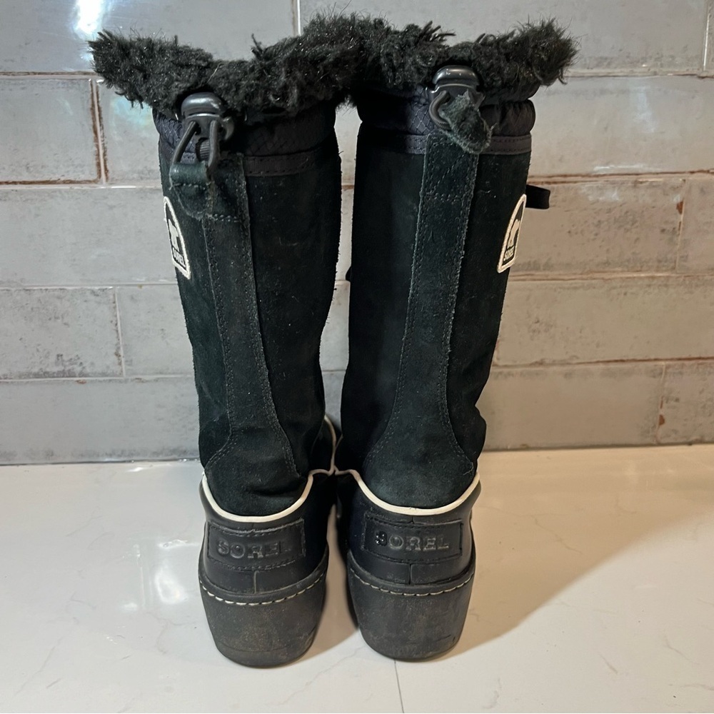 Sorel High Black Suede Mid Calf Lace Up Winter Boots 7 - Picture 8 of 13